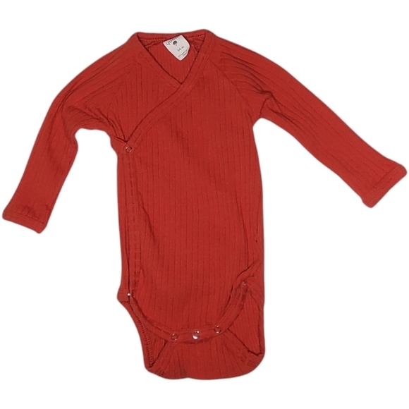 Kate Quinn Organics One-piece Kimono Bodysuit Long-sleeve Wide Ribbed Baby 3-6M - Picture 1 of 3